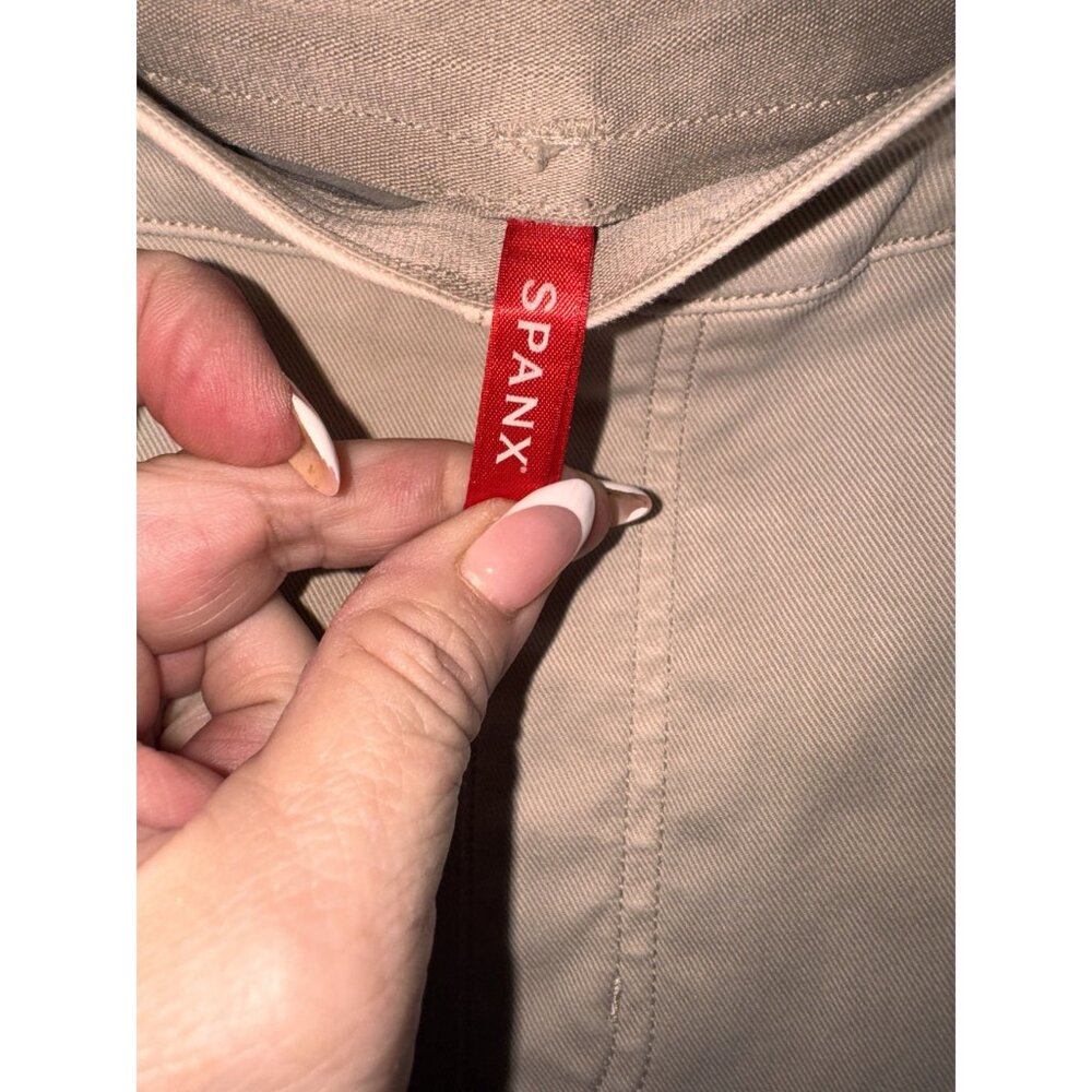 SPANX xl Tan Wide-Leg Cropped Pants Button Pockets For Women - Picture 7 of 8